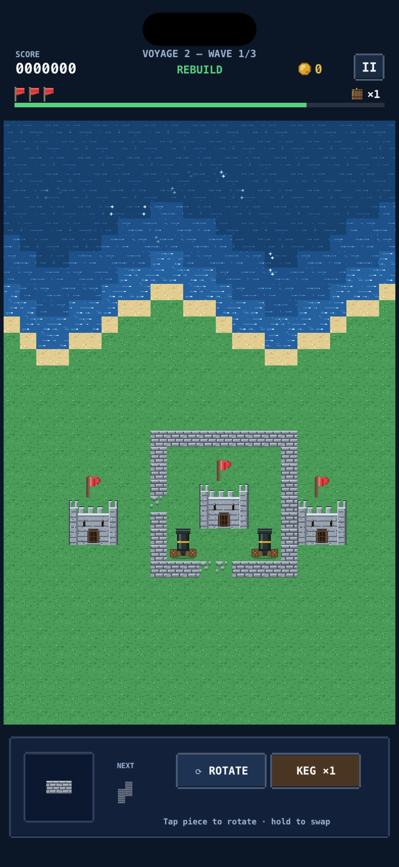 Rebuilding castle walls with puzzle pieces against the clock